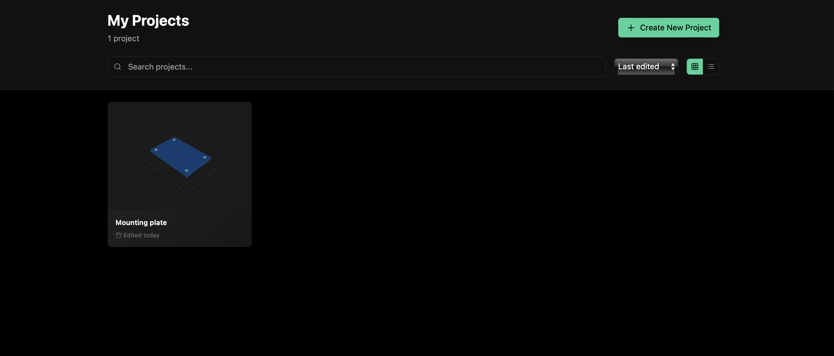 Origo Projects Dashboard - Save and manage your 3D designs